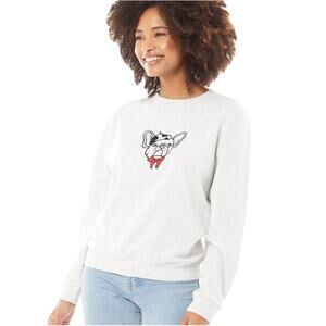 Nwot French Connection Sweatshirt XS Frenchie- Dog Crewneck Long-Sleeve Cotton